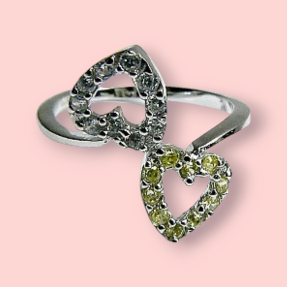 Sterling Silver Double Heart Ring size 7.5 NEW